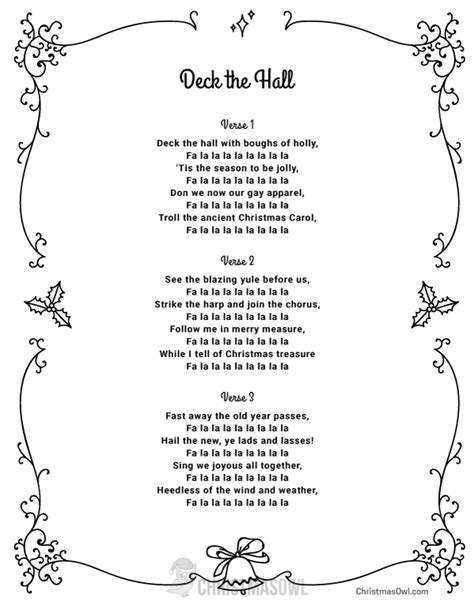Deck The Halls Words Printable