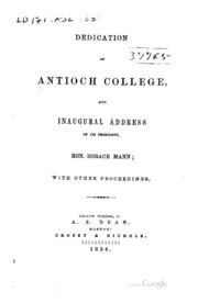 dedication antioch college inaugural president PDF