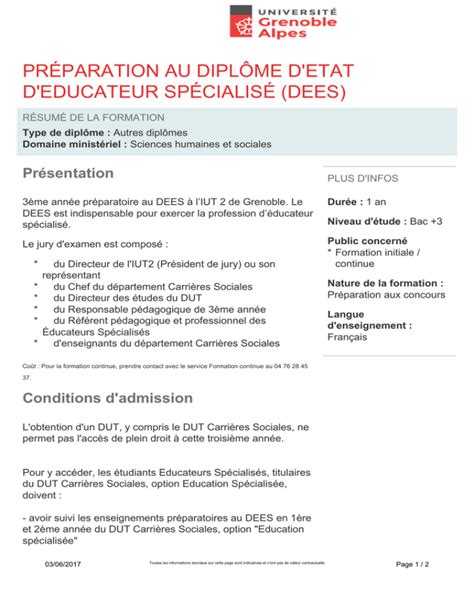 dees d ducateur sp cialis domaines comp tences PDF