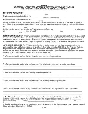 delegation of services agreements physician assistant board Doc