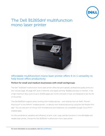 dell b1265dnf laser printer manual Reader