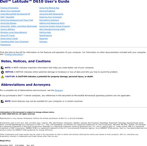 dell latitude d610 users guide PDF