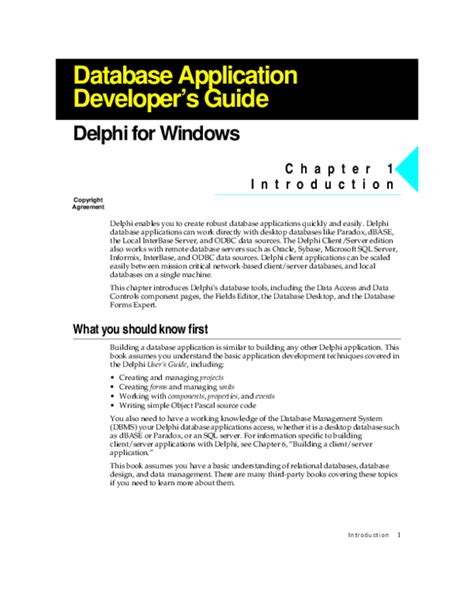 delphi database developer guide Reader