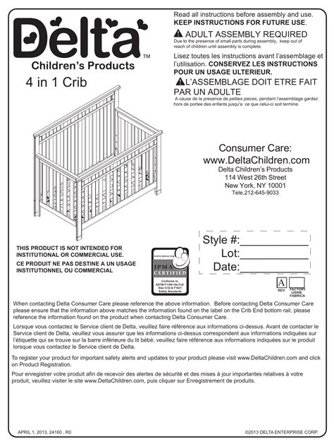 delta 6983 stmartin 4 in 1 convertible crib user guide PDF