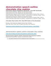 demonstration speech outline chocolate chip hazelnut cookies Ebook PDF