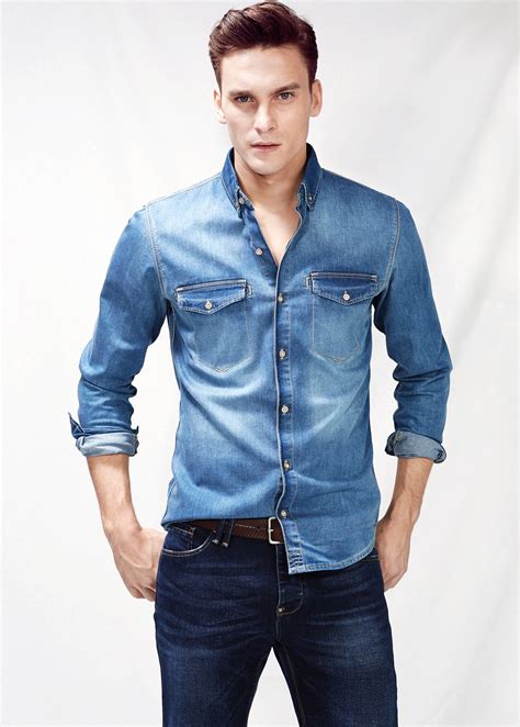 denim shirt blue jeans