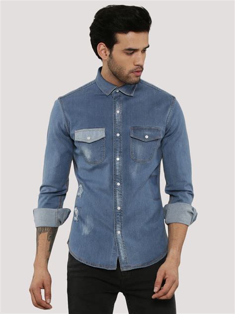 denim shirt with patches