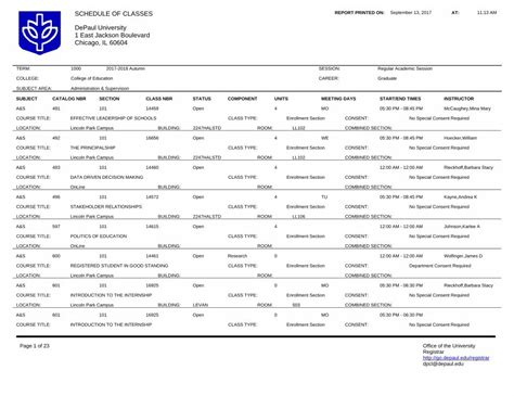 depaul class schedule