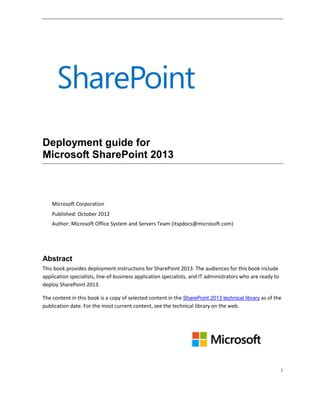 deployment guide for microsoft sharepoint 2013 Epub