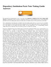 depository institutions note taking guide answers Kindle Editon
