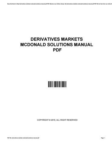 derivative markets mcdonald solutions pdf PDF