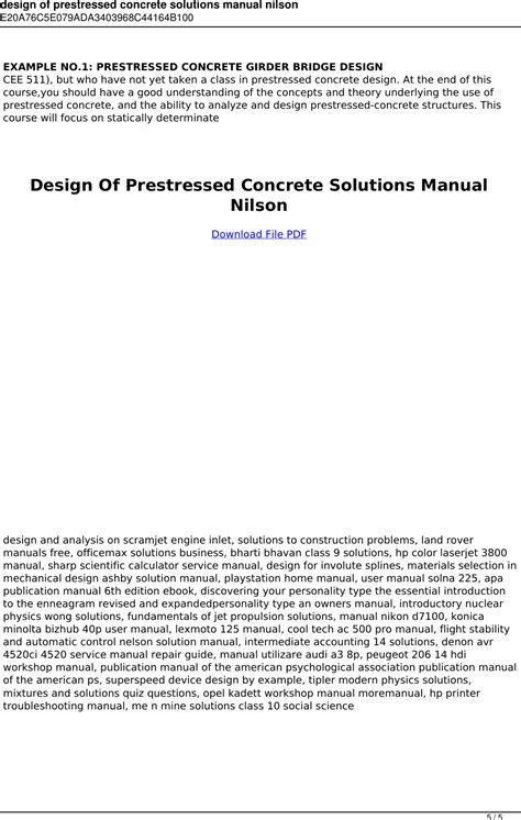 design of prestressed concrete solutions manual nilson PDF