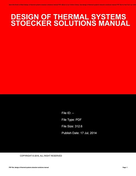design-of-thermal-systems-stoecker-solutions-manual Ebook Doc