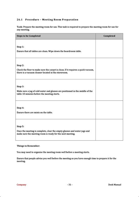 desk manual template draft Doc