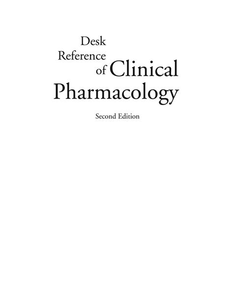 desk reference of clinical pharmacology second edition desk reference of clinical pharmacology second edition Epub