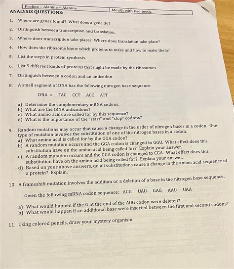 determining the traits of a mystery organism answer key