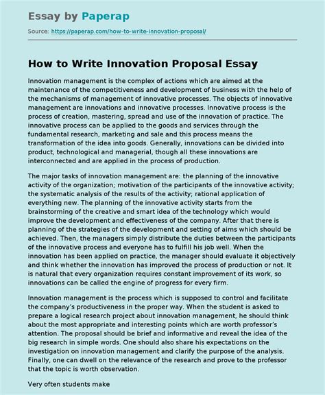 develop business innovation research proposal Kindle Editon