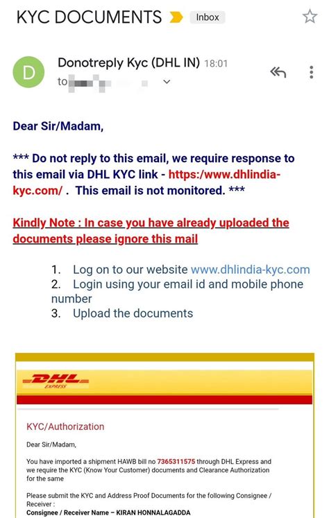 dhl kyc authorization