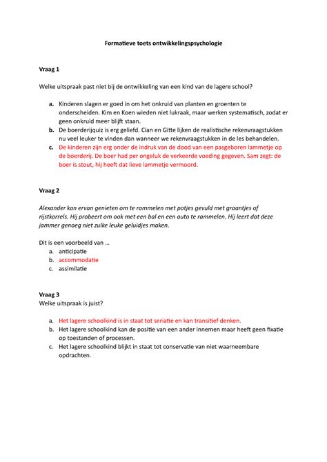 diagnostische toets ontwikkelingspsychologie PDF