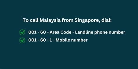 dial malaysia from singapore