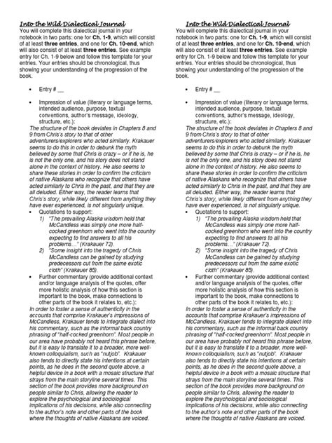 dialectical journal into the wild Epub