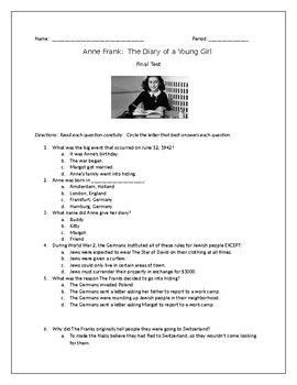 diary of anne frank multiple choice questions PDF