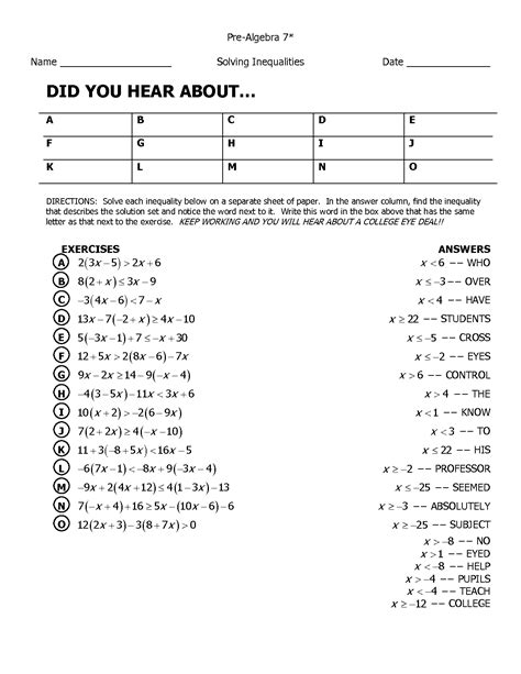 did you hear worksheet answers