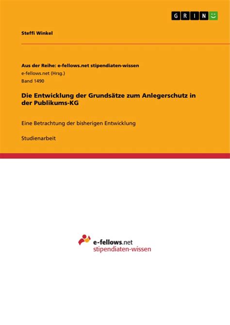 die entwicklung grunds tze anlegerschutz publikums kg Reader