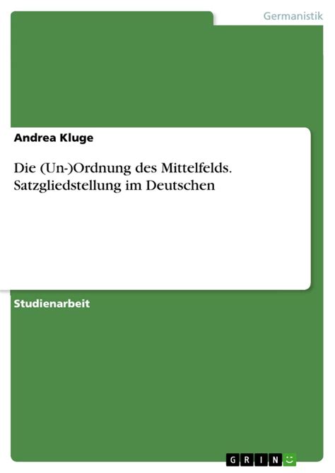 die ordnung mittelfelds satzgliedstellung deutschen PDF