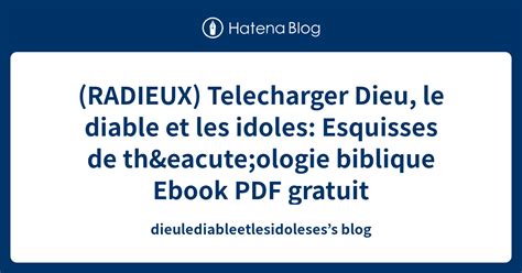 dieu diable idoles esquisses th ologie PDF