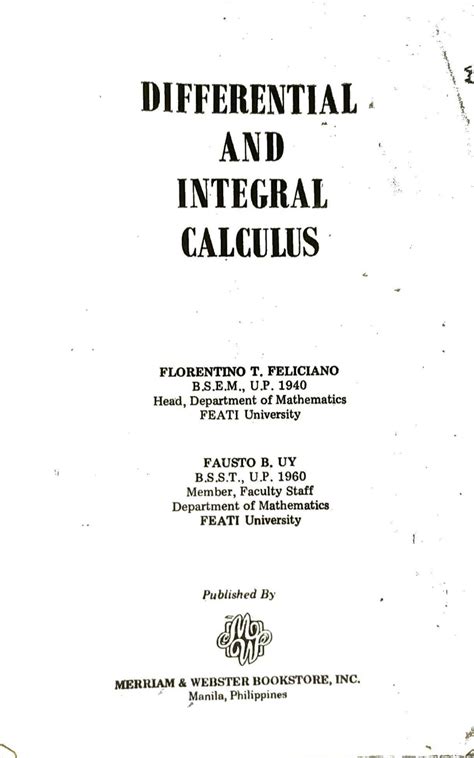 differential and integral calculus by feliciano and uy pdf file Doc