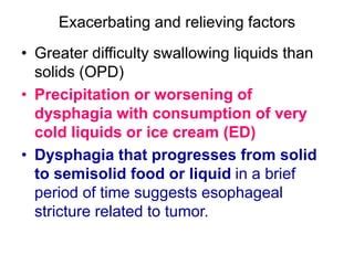 difficulty swallowing liquids more than solids