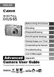 digital ixus 65 digital camera user manual Epub