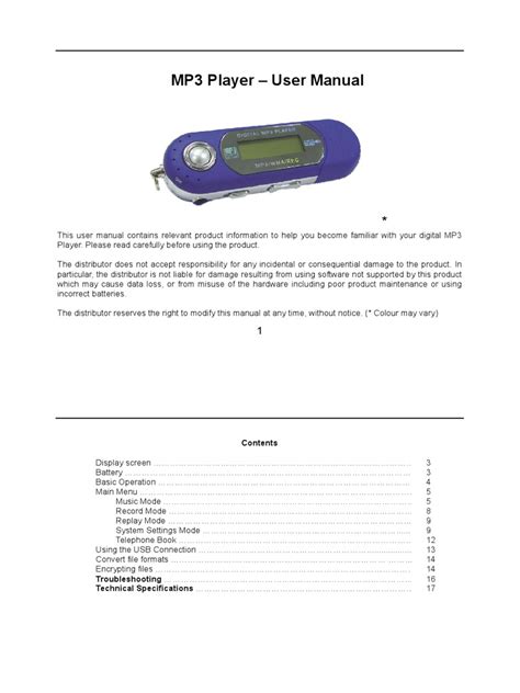 digital mp3 player user manual Doc