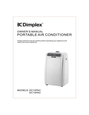 dimplex portable air conditioner user manual PDF
