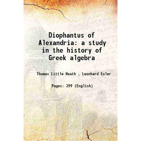 diophantus of alexandria a study in the history of greek algebra PDF