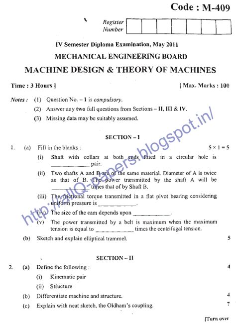 diploma 3rd year mechanical engineering question paper Kindle Editon