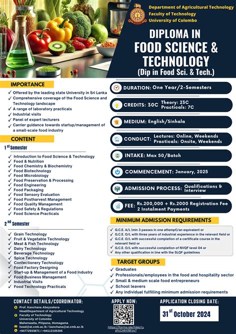 diploma in food science and processing technology