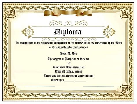 Diploma Template Word