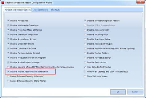 disable repair adobe reader installation Reader