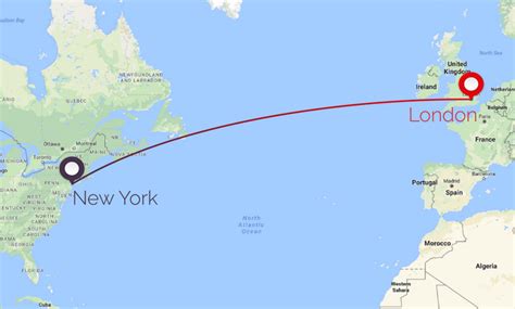 distance london to new york