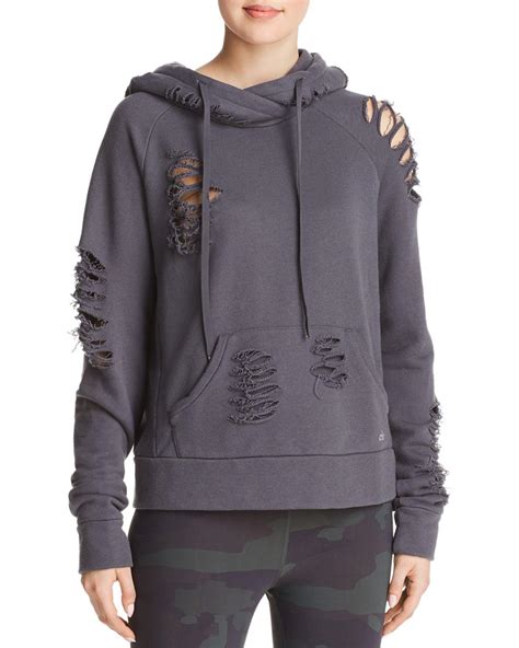 distressed hooded sweatshirt