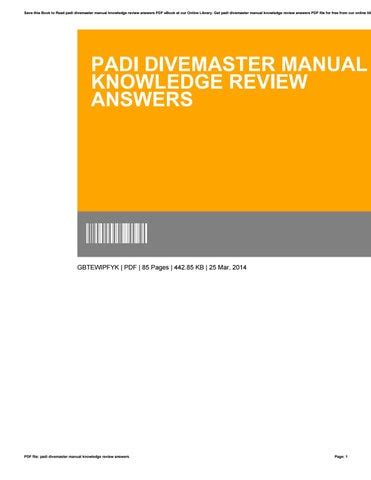 divemaster manual knowledge reviews 2014 PDF