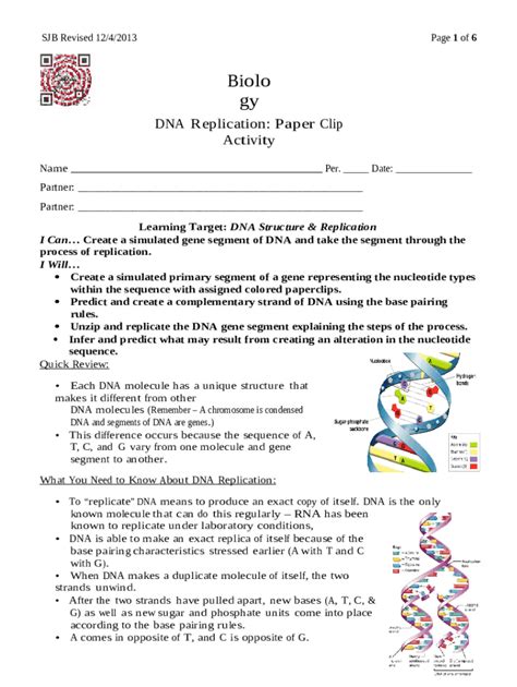dna replication paperclip activity answers Doc