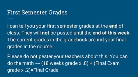 do eds get your first semester grades