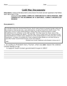 document based questions the cold war Doc