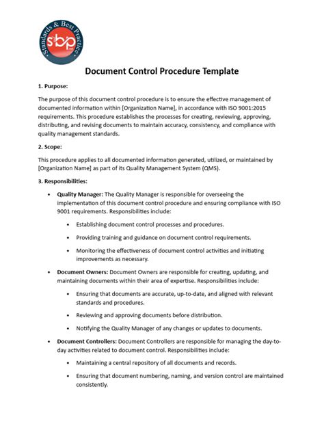 document control procedures template Epub