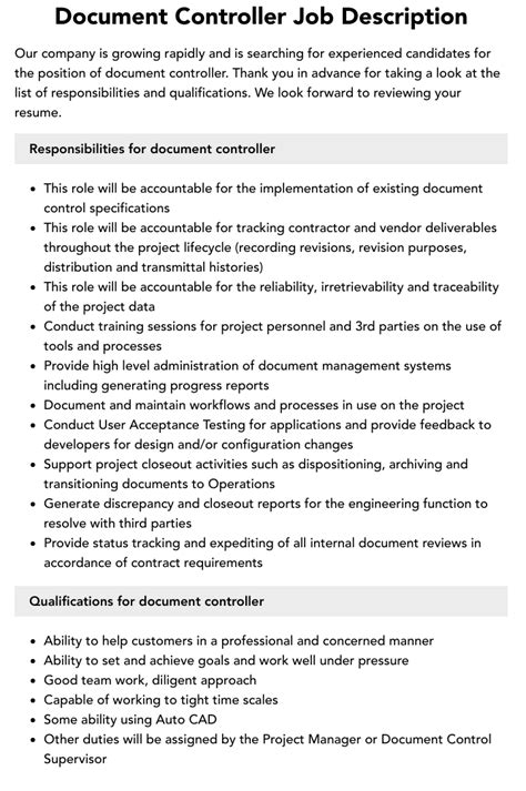 document controller job scope Kindle Editon