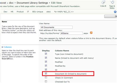 document id in sharepoint 2010 Reader