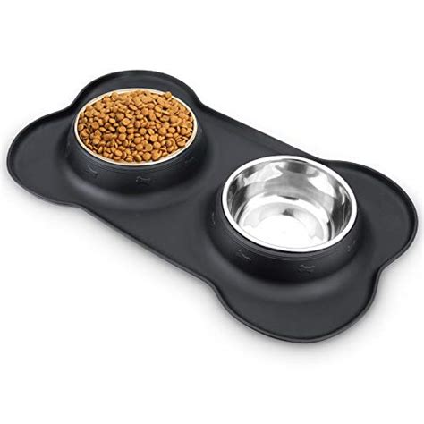 dog food and water bowls